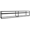 vidaXL Tv-b&auml;nk svart marmor 220x40x40,5 cm h&auml;rdat glas
