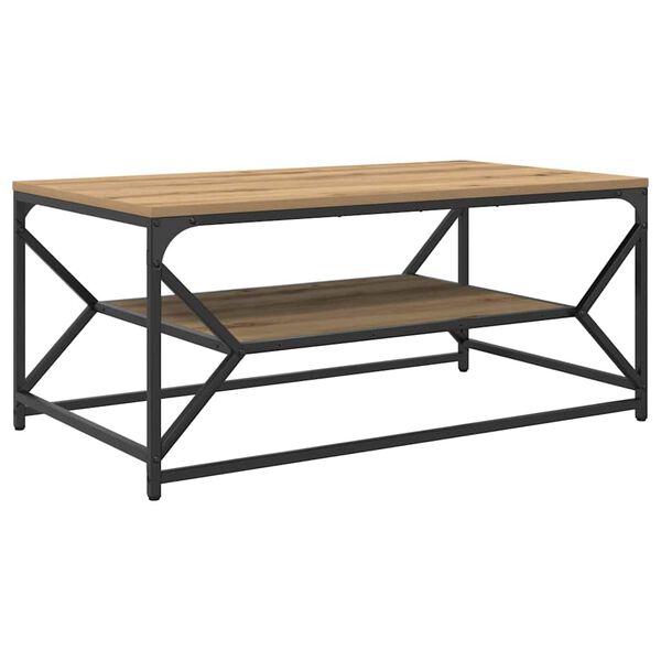 vidaXL Kaffeebord Artisan Ek 90 x 50 x 40 cm Konstruerat trä och stål