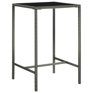 vidaXL Barbord f&ouml;r tr&auml;dg&aring;rd gr&aring; 70x70x110 cm konstrotting och glas