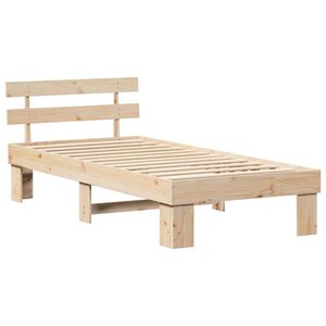 vidaXL Sängram med huvudgavel Naturfärg 75 x 190 cm Massiv furu