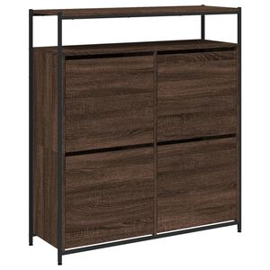 vidaXL Skosk&aring;p med 4 flip-l&aring;dor brun ek 100x34x112 cm