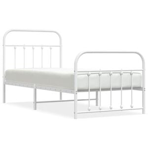 vidaXL S&auml;ngram med huvudgavel och fotgavel vit metall 90x190 cm