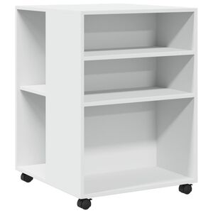 vidaXL Sidobord med hjul vit 55x60x78 cm konstruerat tr&auml;