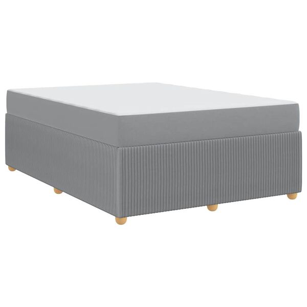 vidaXL S&auml;ngram med madrass med madrass Ljusgr&aring; 160 x 200 cm tyg