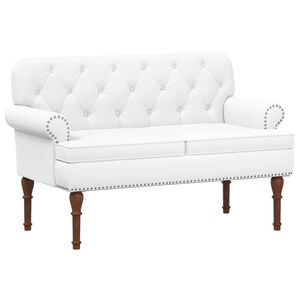 vidaXL Loveseat med knapprapport Vit 120 x 65 x 77 cm Konstl&auml;der