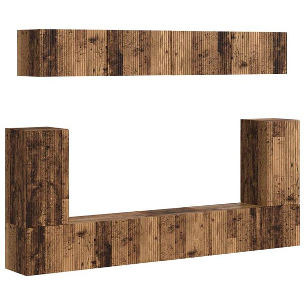 vidaXL TV-b&auml;nkset V&auml;ggmonterad 5 pcs Gammalt tr&auml; Konstruerat tr&auml;