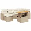 vidaXL Matgrupp f&ouml;r tr&auml;dg&aring;rden med dynor 7 delar beige konstrotting