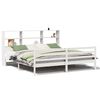 vidaXL S&auml;ng med bokhylla utan madrass vit 180x200cm massiv furu