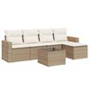 vidaXL Soffgrupp f&ouml;r tr&auml;dg&aring;rden med dynor 6 delar beige konstrotting
