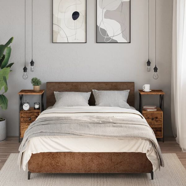 vidaXL S&auml;ngbord 2 st &aring;ldrat tr&auml; 34x35,5x70 cm konstruerat tr&auml;