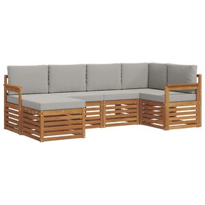 vidaXL Soffgrupper 6 pcs Naturlig och Ljus Gr&aring; Massivt Akaciatr&auml;