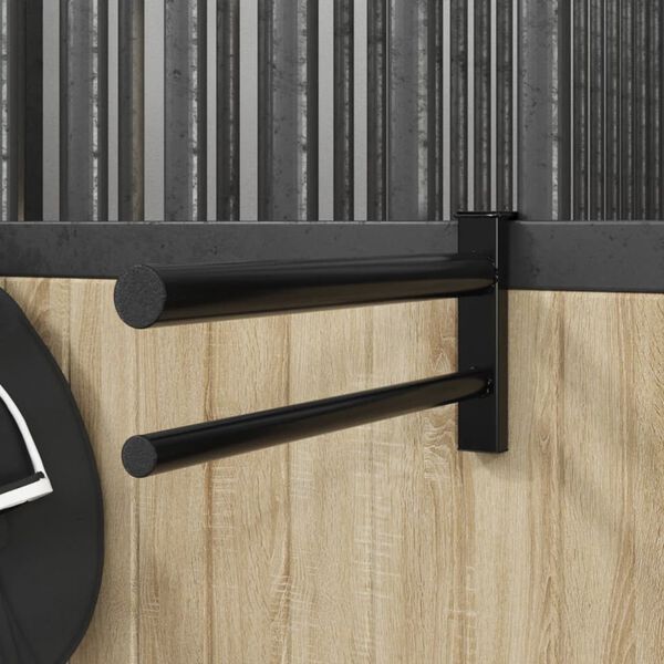 vidaXL Sadelställ dubbel arm bärbar svart järn