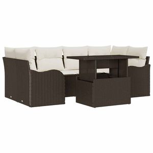 vidaXL Tr&auml;dg&aring;rdsoffset 7 pcs Brun 234 x 122,5 x 85 cm Poly Rattan