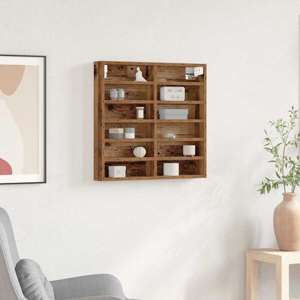 vidaXL Visningssk&aring;p Gammalt tr&auml; 60 x 8,5 x 58 cm Konstruerat tr&auml;