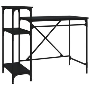 vidaXL Skrivbord med hyllor svart 105x50x90 cm konstruerat tr&auml;&j&auml;rn