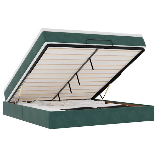 vidaXL Ottoman s&auml;ngram med madrass m&ouml;rkgr&ouml;n 160x200 cm sammet