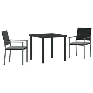 vidaXL Tr&auml;dg&aring;rdsm&ouml;belset 3 pcs Svart och Ljusgr&aring; PE Rattan