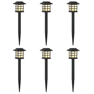 vidaXL Utomhus solcellslampor med markspik 6 st Varmvit 38,5 cm PP