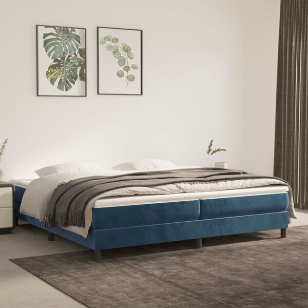vidaXL Boxspring-s&auml;ngram m&ouml;rkbl&aring; 200x200 cm sammet