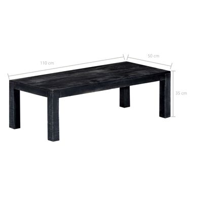 vidaXL Soffbord svart 110x50x35 cm massivt mangoträ