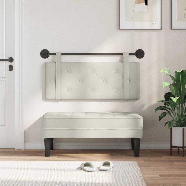 vidaXL H&auml;ngande Huvudgavel V&auml;ggmonterad Kr&auml;m 110 x 55 x 5 cm Sammet