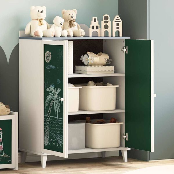 vidaXL Skåp med skrivtavla Grå och Vit 80 x 40 x 110 cm