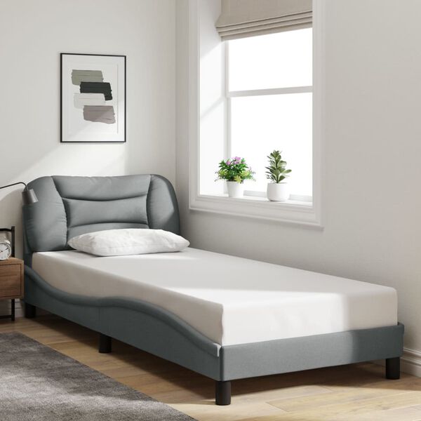 vidaXL Bed Frame without Mattress "Hvar" Light Grey 80x200 cm Fabric