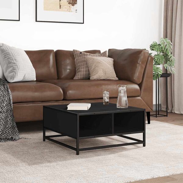 vidaXL Soffbord svart 60,5x60,5x30 cm konstruerat trä och metall