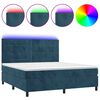 vidaXL Rams&auml;ng med madrass & LED m&ouml;rkbl&aring; 160x200 cm sammet