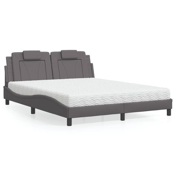 vidaXL Bed "Viana" with Mattress Grey 160x200 cm Faux Leather