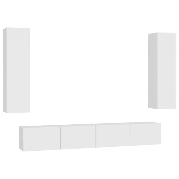 vidaXL TV-sk&aring;p 4 delar vit konstruerat tr&auml;