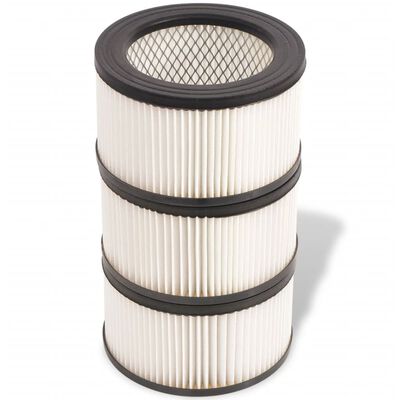 vidaXL HEPA-filter för asksug 3 st vit och svart