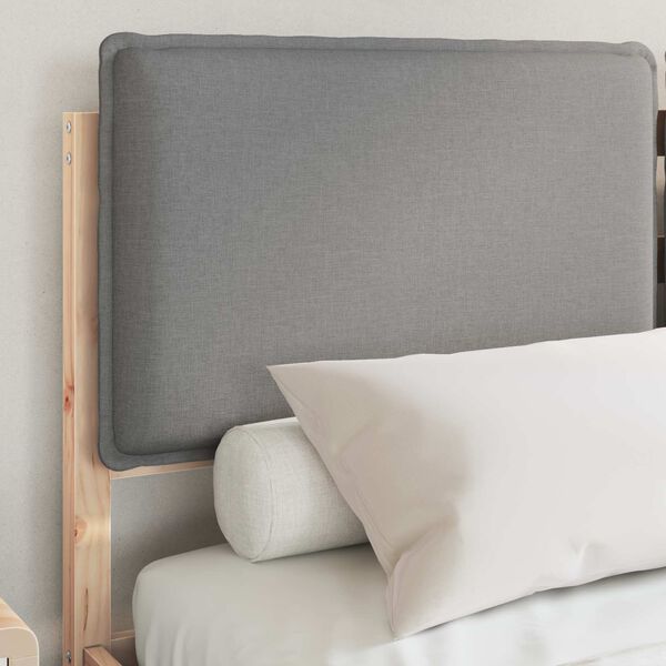 vidaXL S&auml;ngram med Kl&auml;dd Huvudgavel Ljusgr&aring; 120 x 190 cm Massiv furu