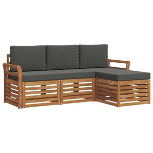 vidaXL Utomhussoffset med kudde 4 pcs Naturlig och Antracit