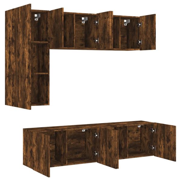 vidaXL Väggmonterade TV-enheter 5 delar rökfärgad ek konstruerat trä