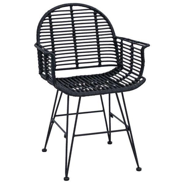 vidaXL Matstol 2 pcs Svart 57 x 54,5 x 85 cm Rattan och Järn