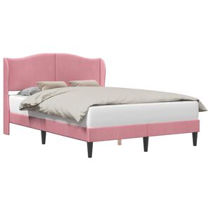 vidaXL S&auml;ngram med huvudgavel Rosa 120 x 190 cm Sammet
