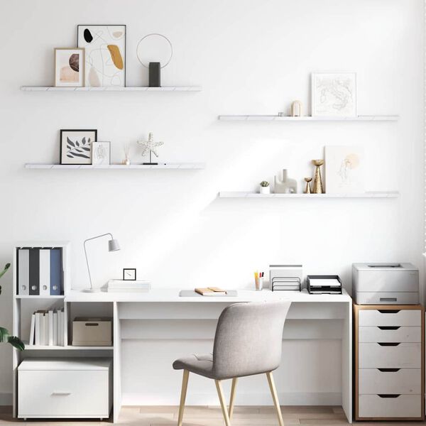 vidaXL V&auml;gg hylla 4 pcs Vit marmor 115 x 9 x 3 cm Konstruerat tr&auml;