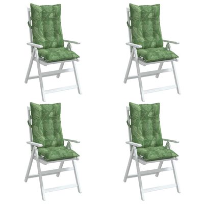 vidaXL Stolsdynor för stolar med hög rygg 4 st bladmönster oxfordtyg