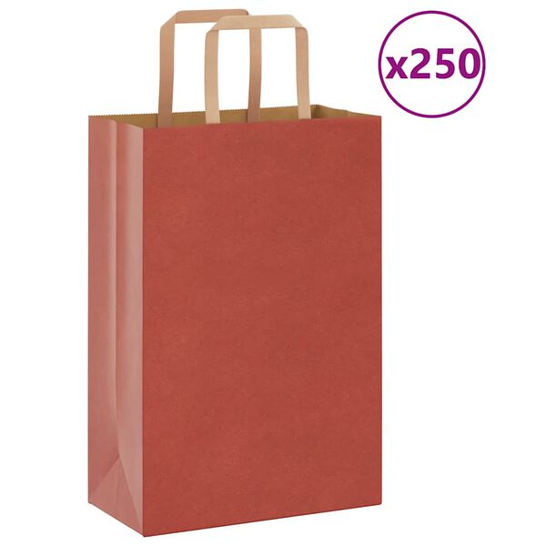 vidaXL Pappersp&aring;sar 250 st med handtag r&ouml;d 21x11x31 cm