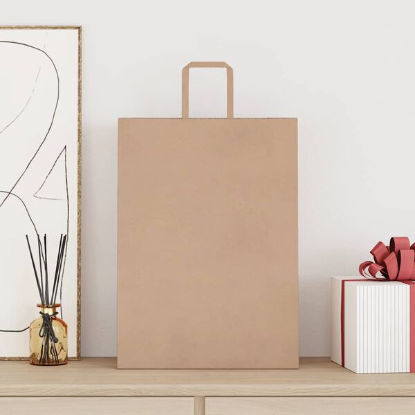 vidaXL Pappersp&aring;sar 250 st med handtag brun 32x17x44 cm