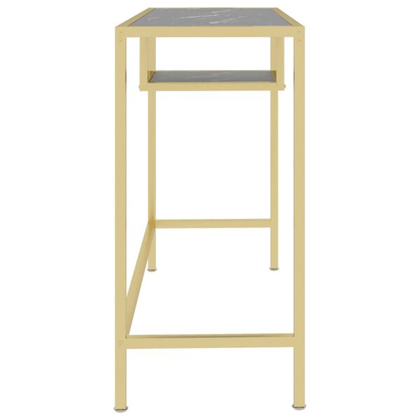 vidaXL Datorbord svart marmor 100x36x74 cm h&auml;rdat glas