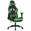 vidaXL Gamingstol med massage och fotst&ouml;d svart och gr&ouml;n konstl&auml;der