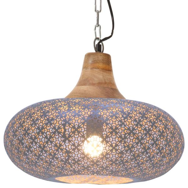 vidaXL H&auml;nglampa industriell gr&aring; j&auml;rn & massivt tr&auml; 40 cm E27