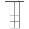 vidaXL Skjutdörr med beslagset ESG glas och aluminium 76x205 cm