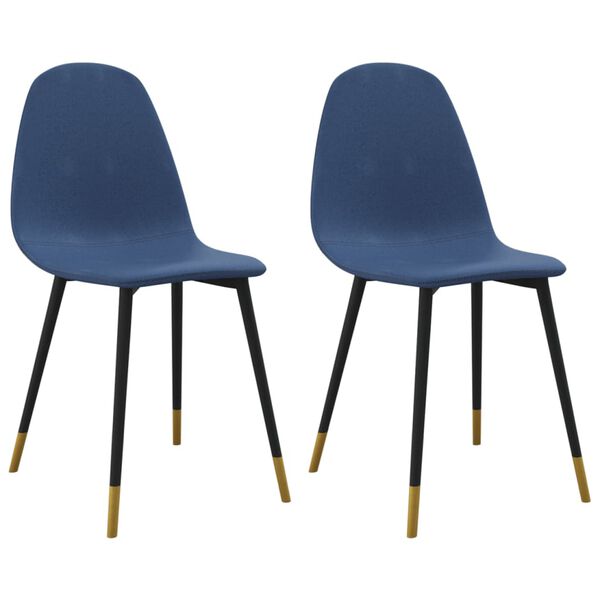 vidaXL Matstolar 2 st bl&aring; tyg