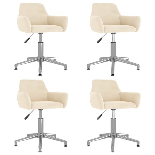 vidaXL Snurrbara matstolar 4 st gr&auml;ddvit sammet