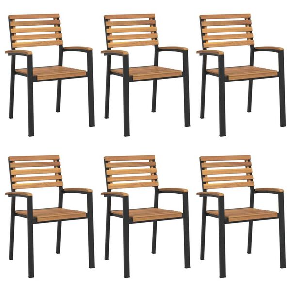 vidaXL Matgrupp f&ouml;r tr&auml;dg&aring;rden 7 delar massivt akacia&metall
