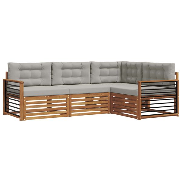 vidaXL Utomhussoffset med kudde 4 pcs Naturlig och Ljus Gr&aring;