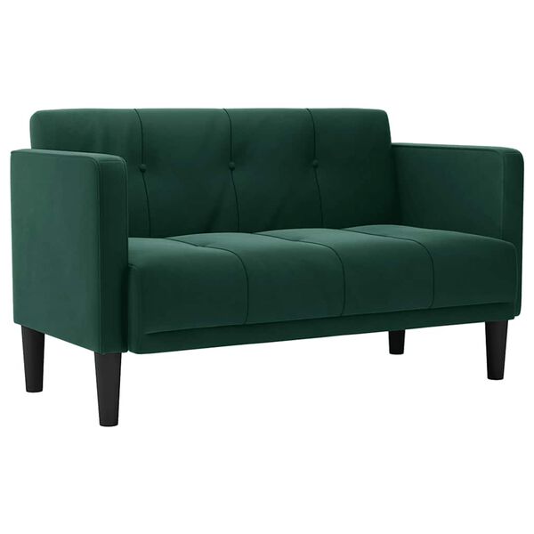 vidaXL Loveseat soffa m&ouml;rkgr&ouml;n 111 cm sammet